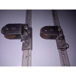 2 x Alu-Schiene 59,5 x 2,4cm, incl Schlitten mit integrierten Block bis  14mm gebraucht sind angeraut vom Sandstrahlen
