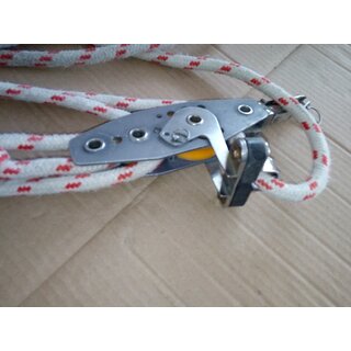 Fr Yacht bis 34 Fu Kugelgelagerte Harken Groschot  10mm, 2 x Violinenblock mit Wirbel einer incl. Klemme Lnge ca. 240cm gebraucht