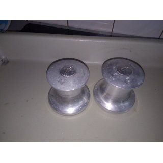 2 x Knarrblock Topfitt  50mm Taubereich 83mm gebraucht Drehrichtung eine links eine rechts gebraucht