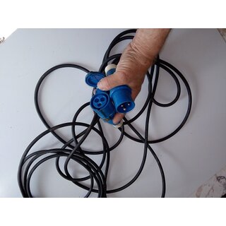 9,8m Stromkabel Landanschluss blaue Stecker CE 17 Gebraucht 220Volt