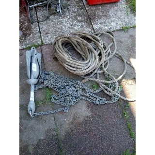 6 Kg verzinkter Klapp Anker 10m Kette, 34m Leine Gebraucht der Klappanker ist ca. 55cm lang