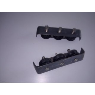 2 x dreier Fallenumlenkung Spinlock Tau bis  10mm Alu, Rollen  38mm Kunststoff, Grundflche 15,5 x 4cm Gebraucht