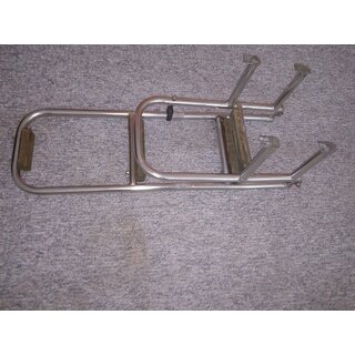 122cm hohe VA Badeleiter 5 Stufen � 22mm, 75 / 48cm eingeklappt, breite 25cm Innen 22cm Befestigungen Grundfl�che zum Anbauen 19 x 25cm, Bohrl�cher 23 x 14,5cm